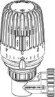 Thermostatkopf in Winkelform mit Einstellknopf und Skala, montiert auf einem Anschlussstück. Marke: IMI Hydronic Engineering.